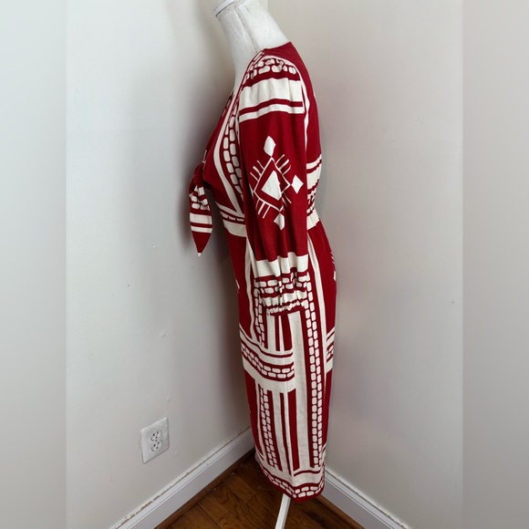 Caroline Constas Sun Goddess Tie-Up Cutout Front Linen Blend Column Dress sz XS - Picture 8 of 16